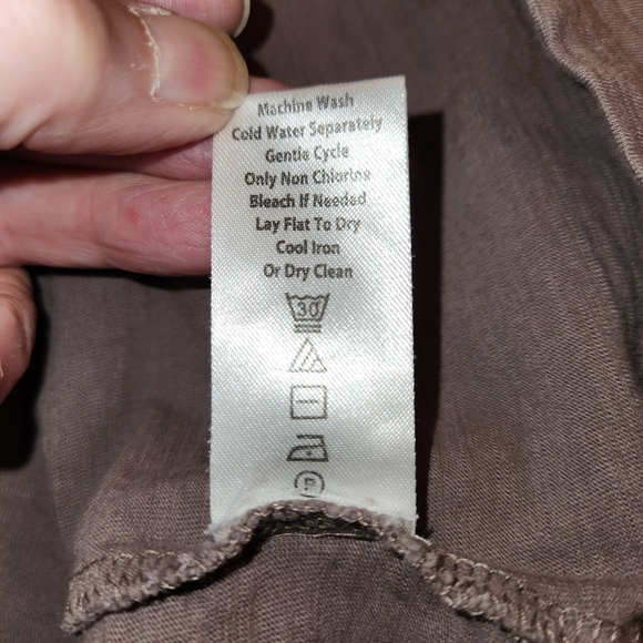 Caite Handmade Taupe Embroidered Bell Sleeve Top Size XL Stretch Boho Babydoll - Picture 9 of 10